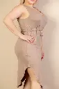 Robe sans manches à ourlet arrondi noué sur le devant de grande taille 