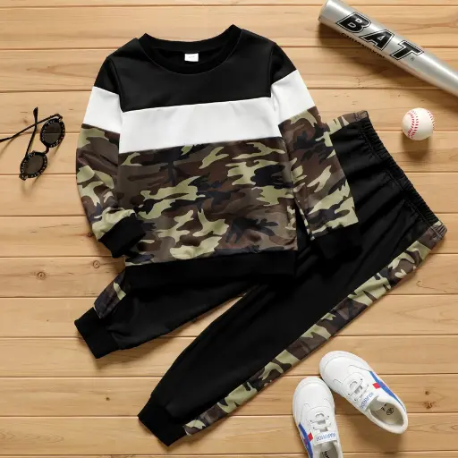 [20111529] Ensemble 2 pièces sweat-shirt et pantalon camouflage pour garçon